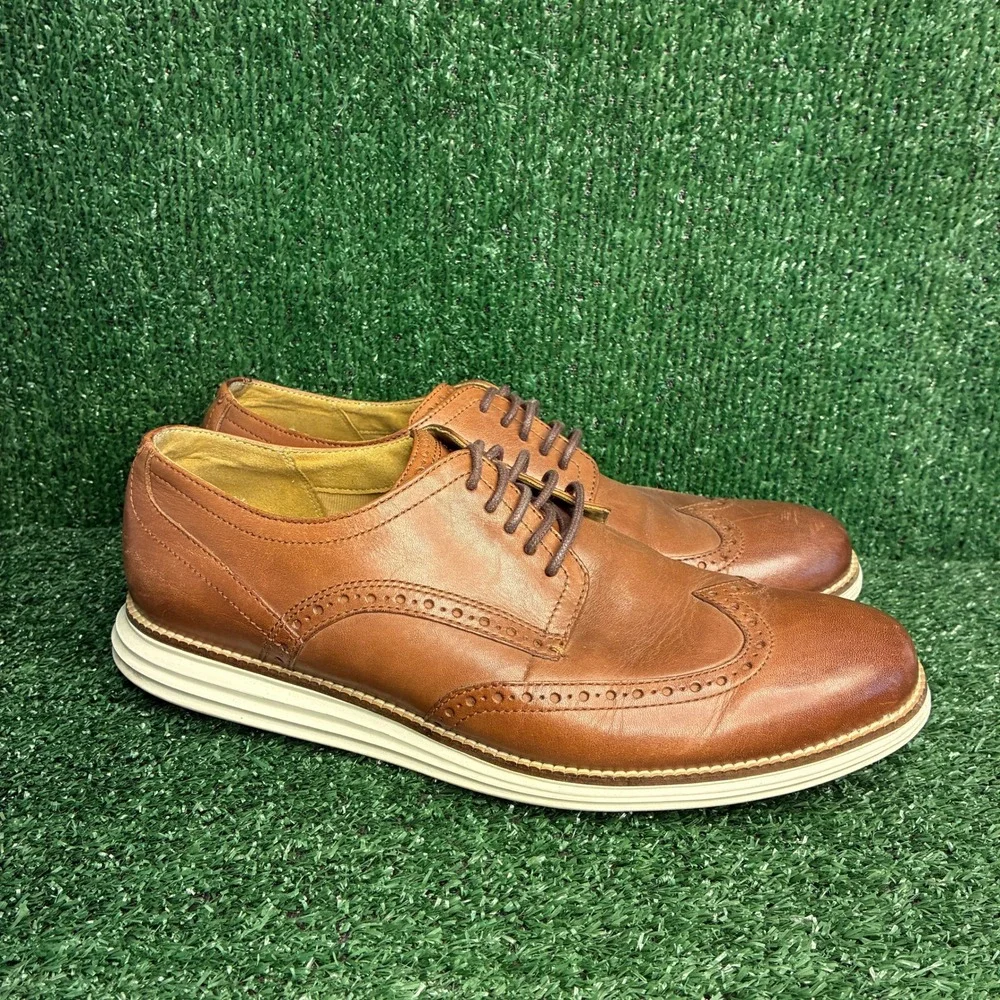 Cole Haan Original Grand Wingtip Oxford Leather Brogue Dress Brown Mens 12 Wide